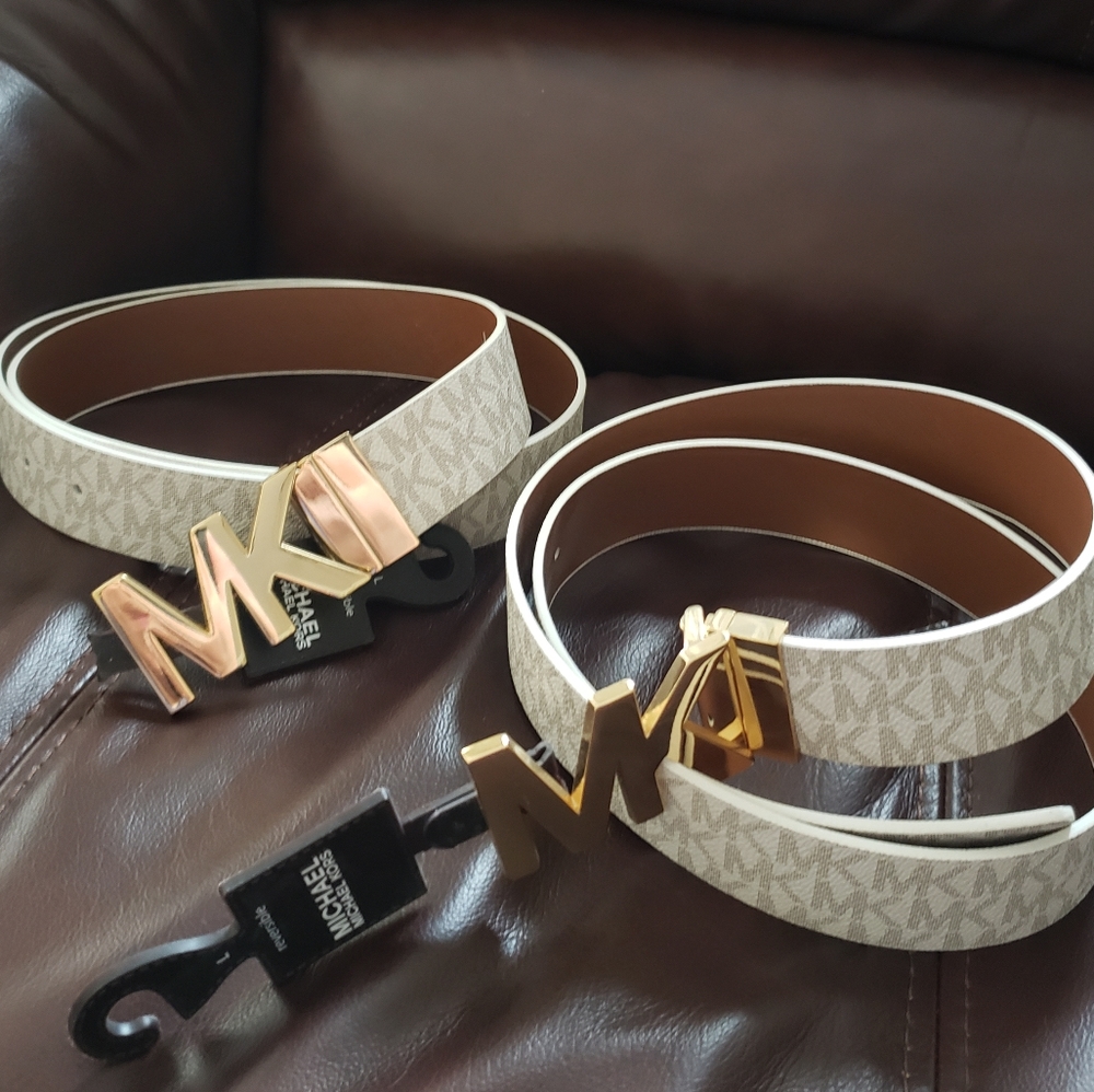 Michael Kors Gold and Cream Women's Belt